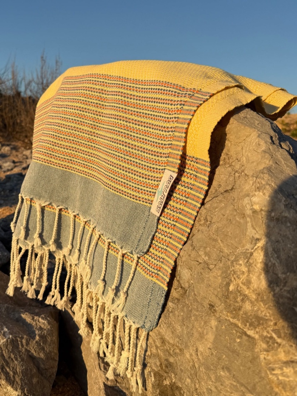 The Angler Rag — Yellow Salt Rag™ Sand-Resistant Turkish Beach Towel